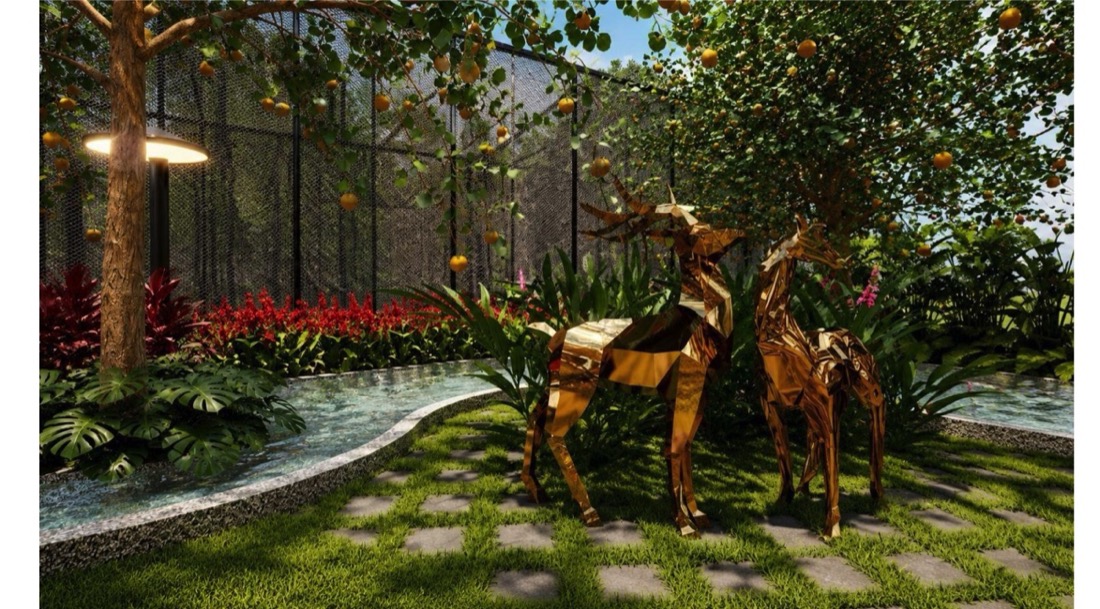 Vann Esthana tot-lot with water feature and sculptures